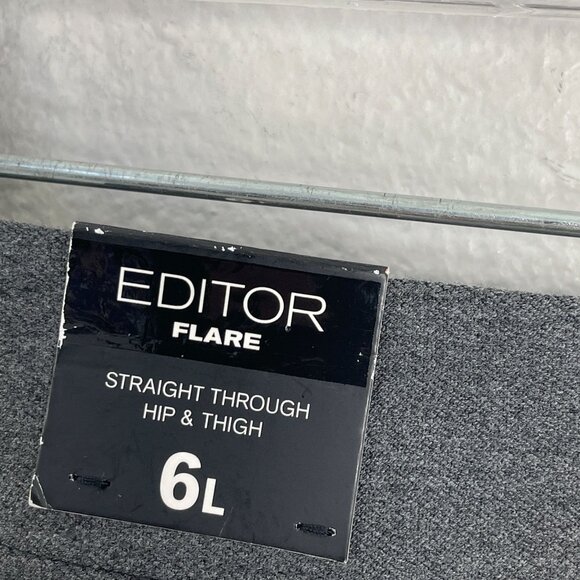 NEW Express Editor Womens 6 Long Flare Pants Gray Straight Through Hip Thigh - Picture 4 of 11